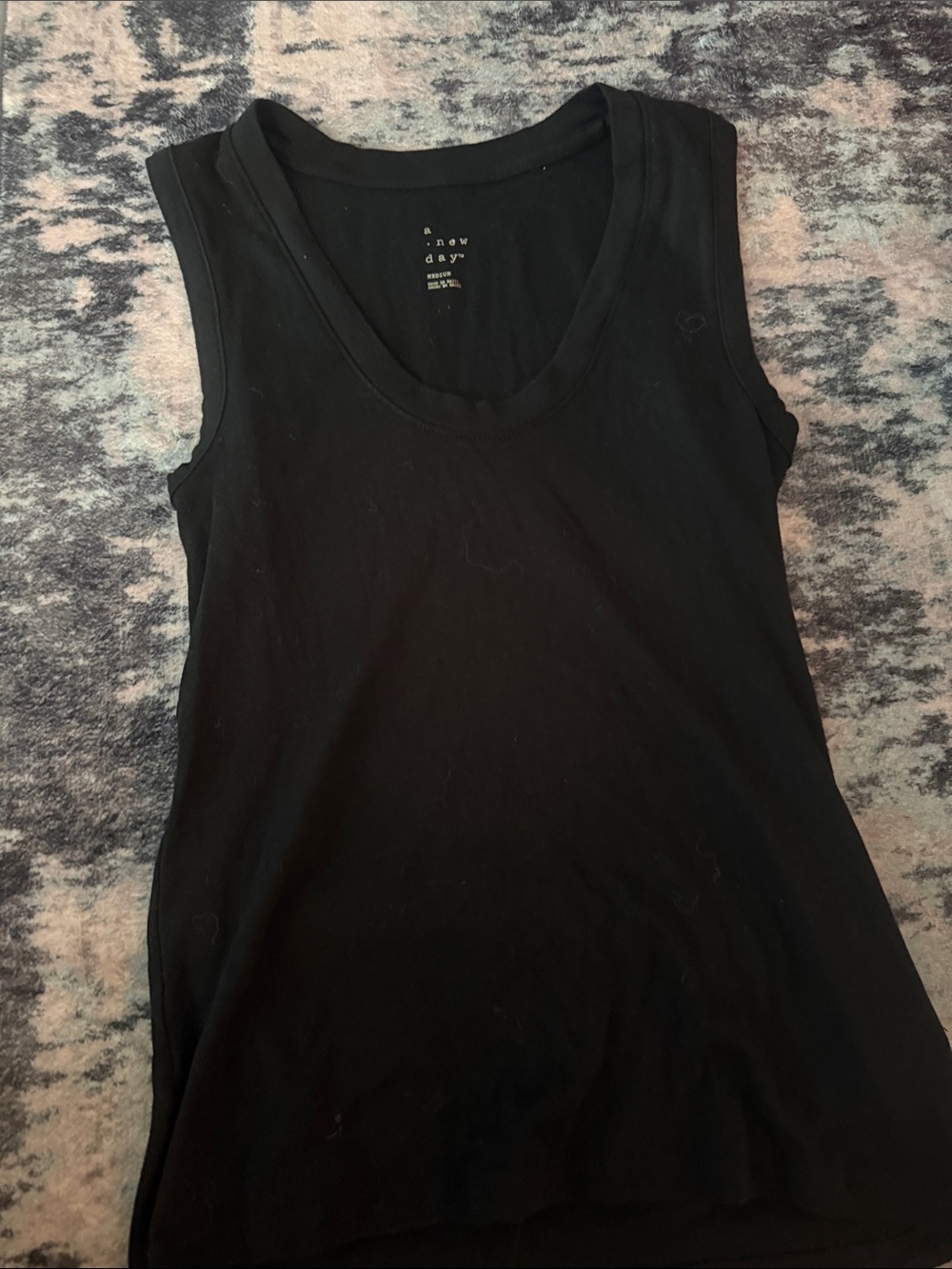 a new day Black Scoop Neck Ribbed Tank
